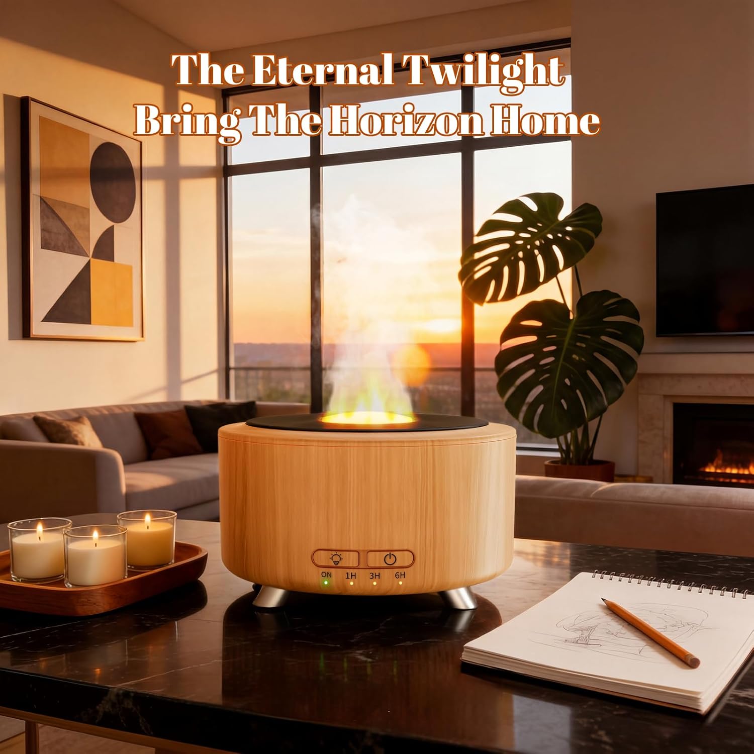 Thumbnail 1 de Essential Oil Diffuser for Home with 500ml Tank and Wood Grain Finish