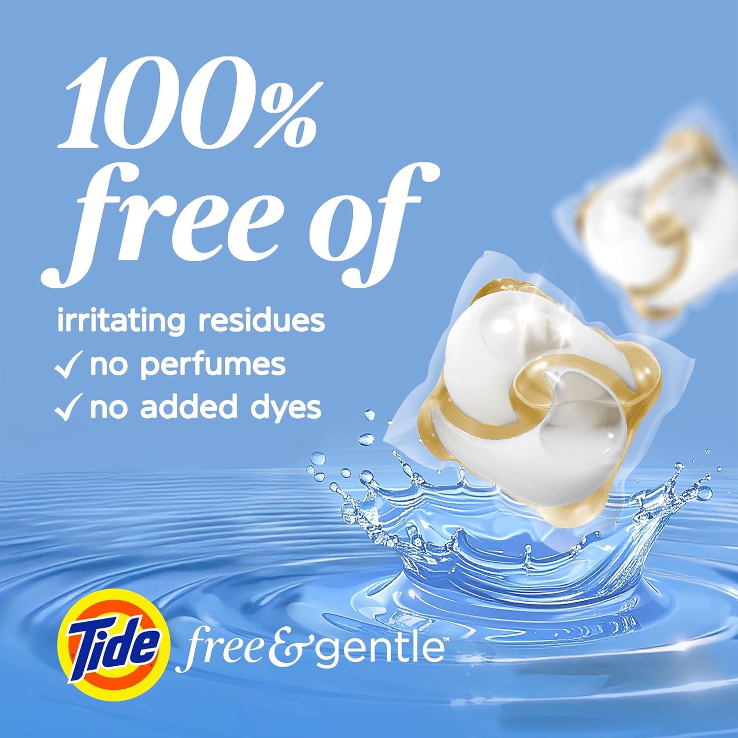 Detalle 1 de Tide Pods Free & Gentle Laundry Detergent, Unscented, 76 Count