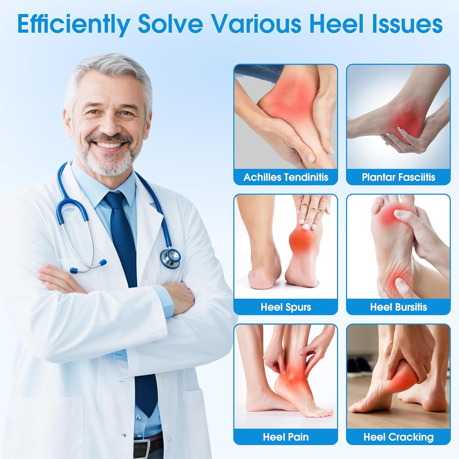 Thumbnail 3 de EASICUTI Plantar Fasciitis Gel Heel Protectors (2 pairs) – heel cups with adjustable strap and SBR cushioning