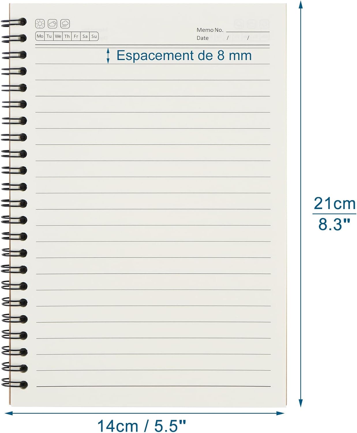 Thumbnail 2 de ZCZN A5 cahiers à spirale en kraft FSC – lot de 6, 60 feuillets lignés (80 g/m²)