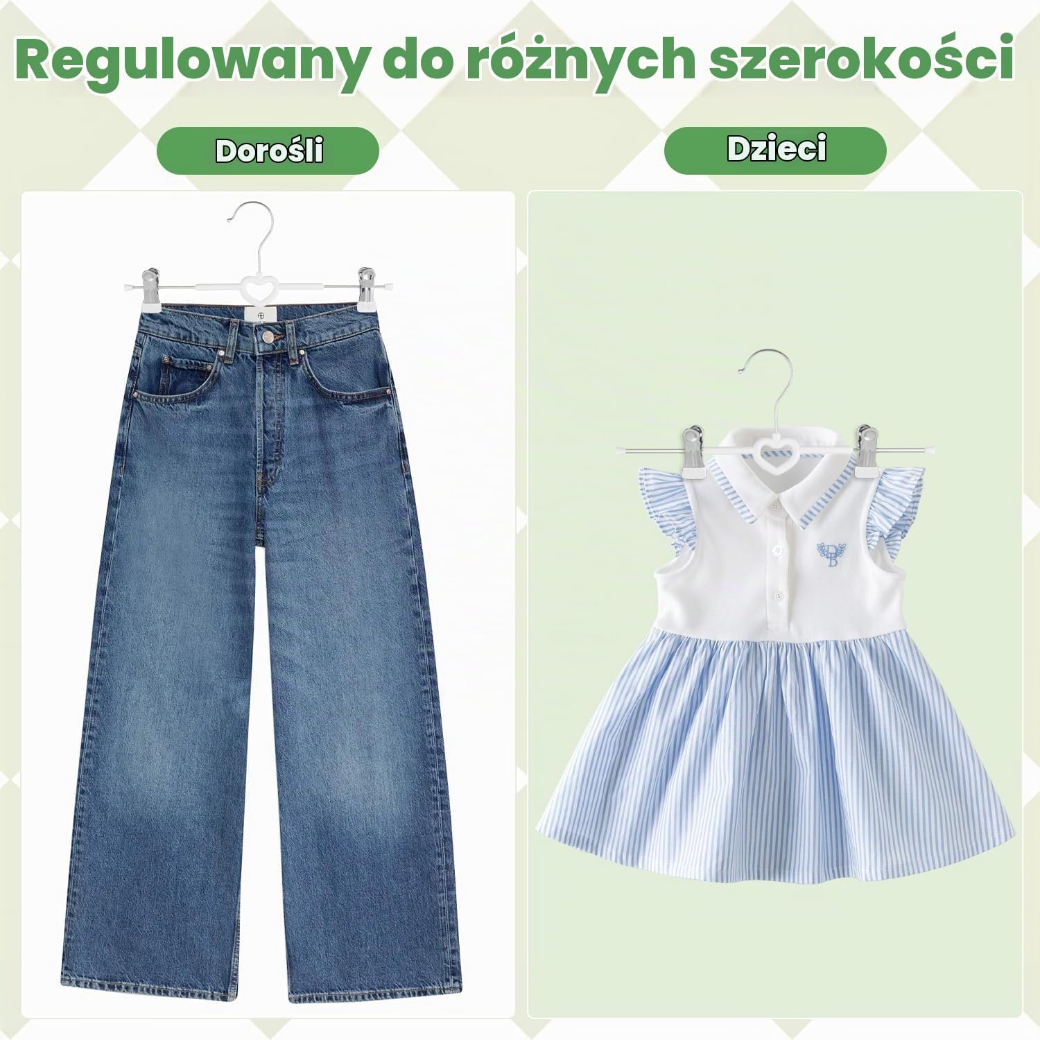 Detalle 2 de Yoxovo metalowe wieszaki na spodnie 30 cm, 10 szt., regulowane klipsy