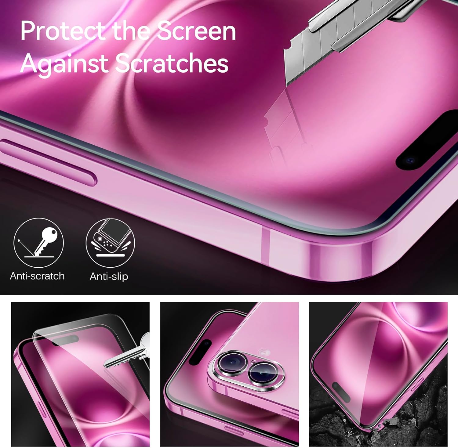 Thumbnail 6 de ivoler Alignment Aid Screen Protector for iPhone 16 – 3 Tempered Glass Films & 3 Camera Lens Protectors