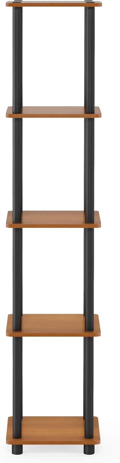 Thumbnail 3 de Furinno TURN-N-TUBE 5-Tier Corner Book Shelf with Round Tubes in Light Cherry