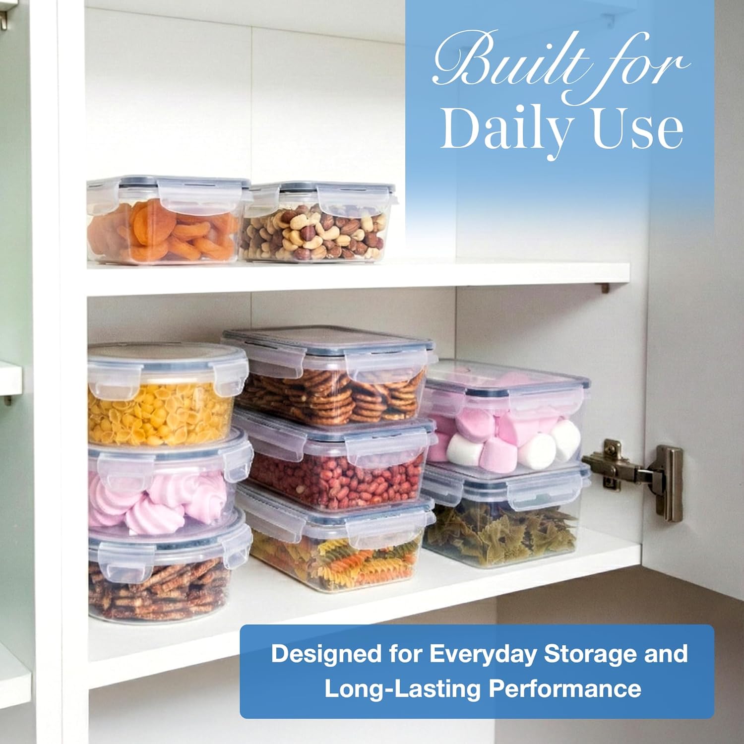 Detalle de nuovva Airtight Plastic Food Storage Containers Set (16pc) – 8 Containers with Lids