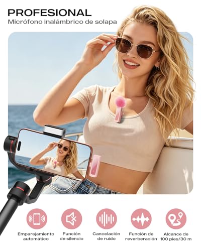 Detalle de CoolSwan 2 Pack: Micrófono Inalámbrico Solapa para iPhone, iPad y Android (2×) con Reducción de Ruido