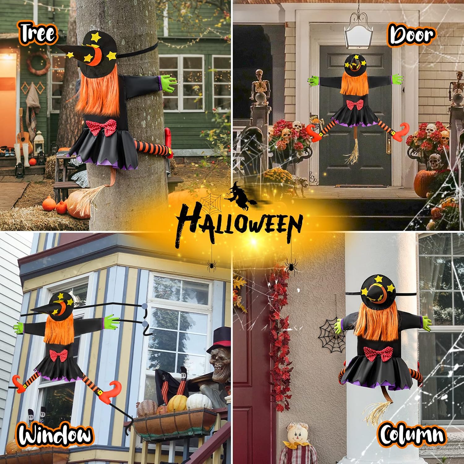 Thumbnail 6 de Bswalf 44-Inch Crashing Witch Halloween Hanging Yard Decoration