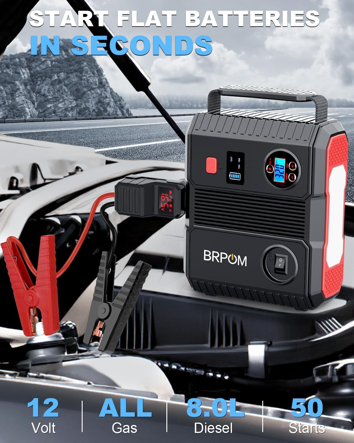Detalle 2 de Car Jump Starter with Air Compressor, 9000A Peak