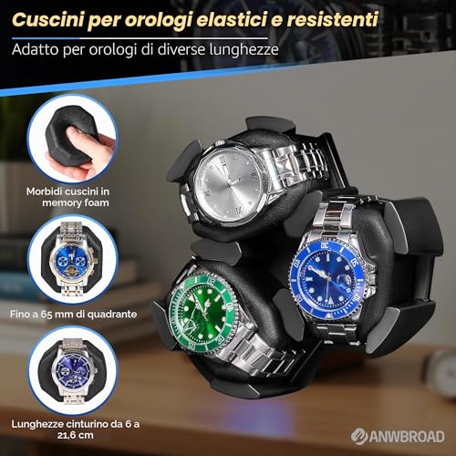 Detalle de ANWBROAD Carica Orologi Automatici a 3 Rotori – 4 Modalità di Rotazione e Motore Mabuchi Silenzioso