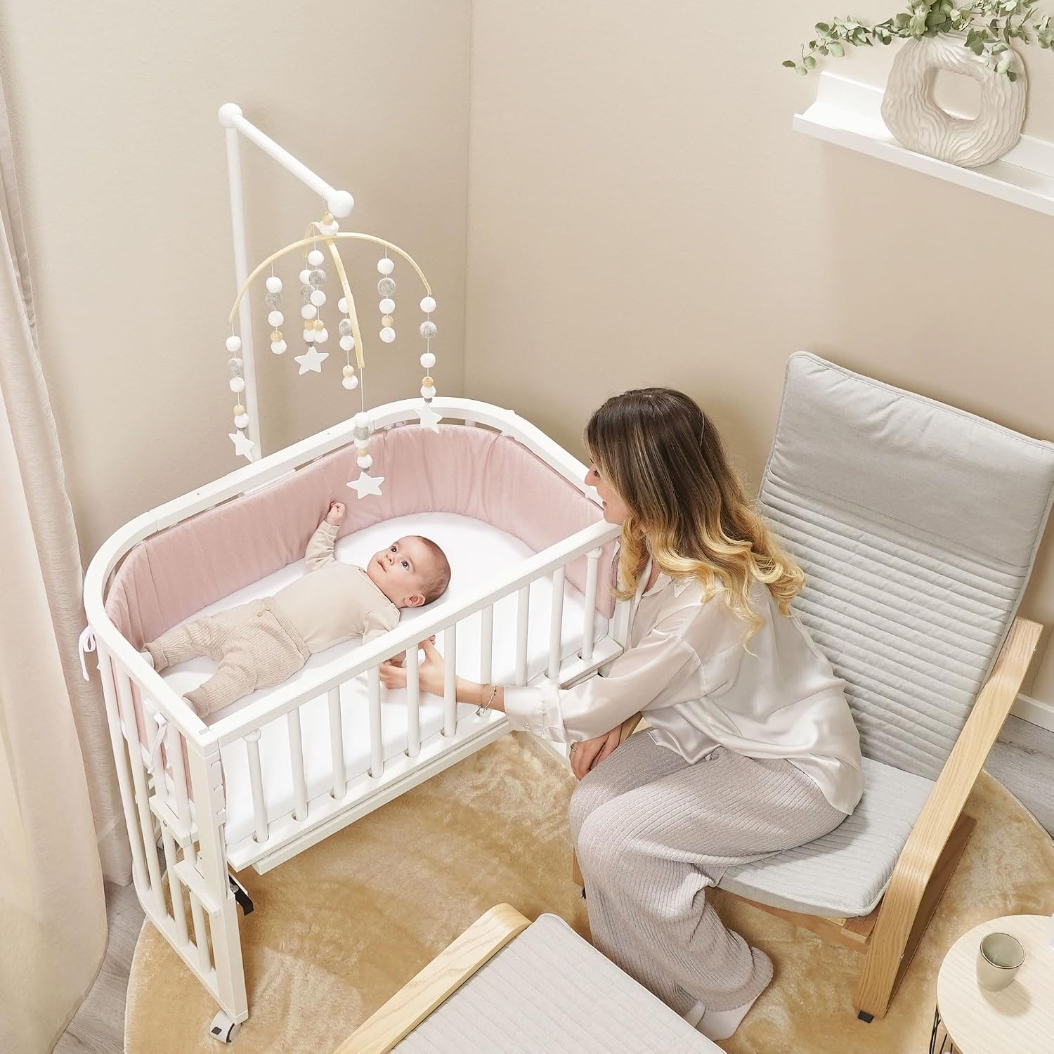 Detalle 1 de babybay Babybay_100637 – przenośny uchwyt do łóżeczka, okrągłe pręty, szary