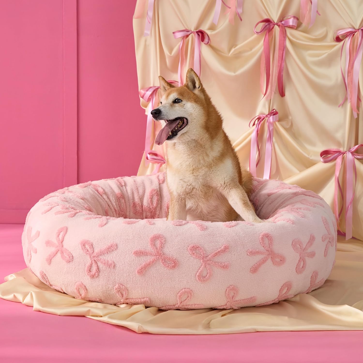 Detalle de LE SURE US-IMCDonutBed Donut Dog Bed, 30 x 30 x 8 in, Pink Taffy