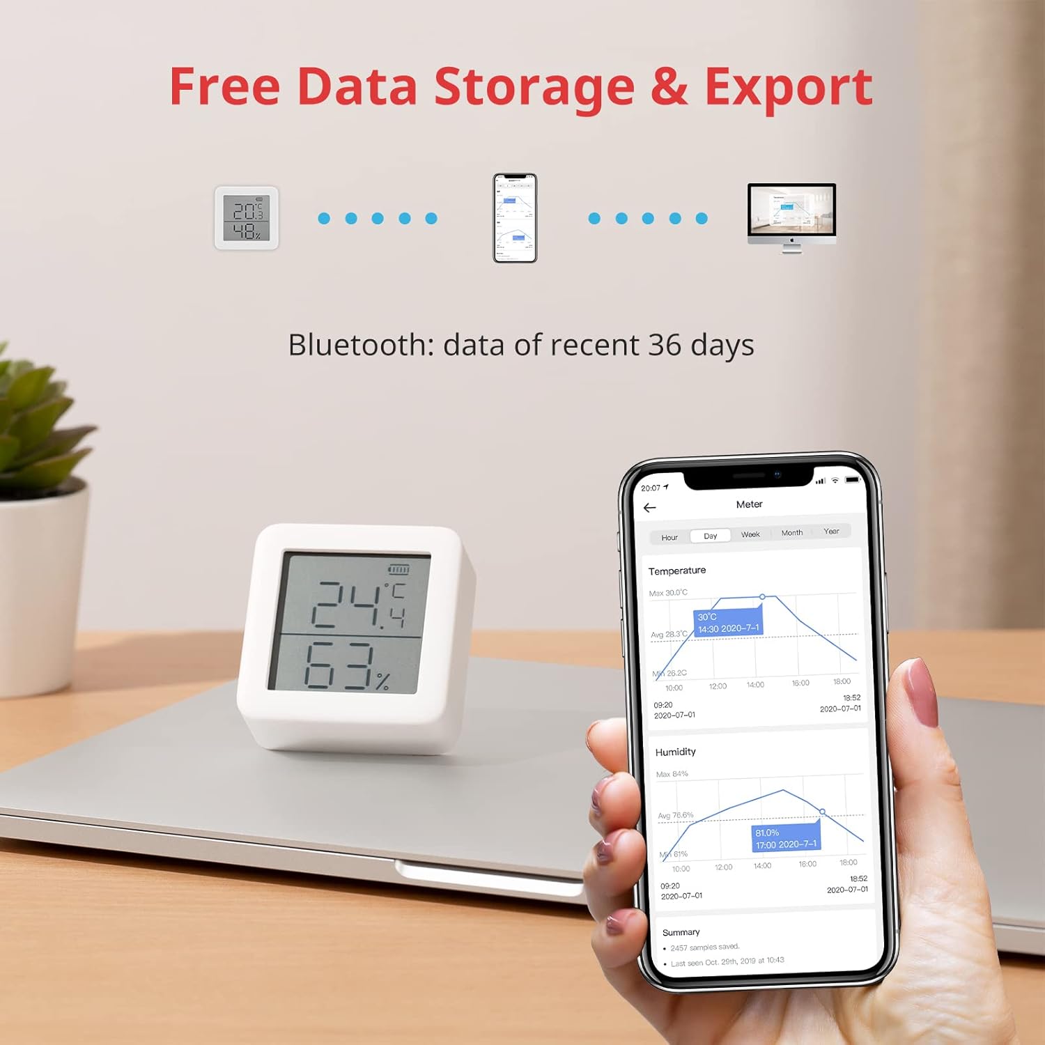 Thumbnail 5 de SwitchBot Thermometer Hygrometer Innen (Bluetooth) – Digitales Thermo-/Hygrometer-Sensor-Set mit App
