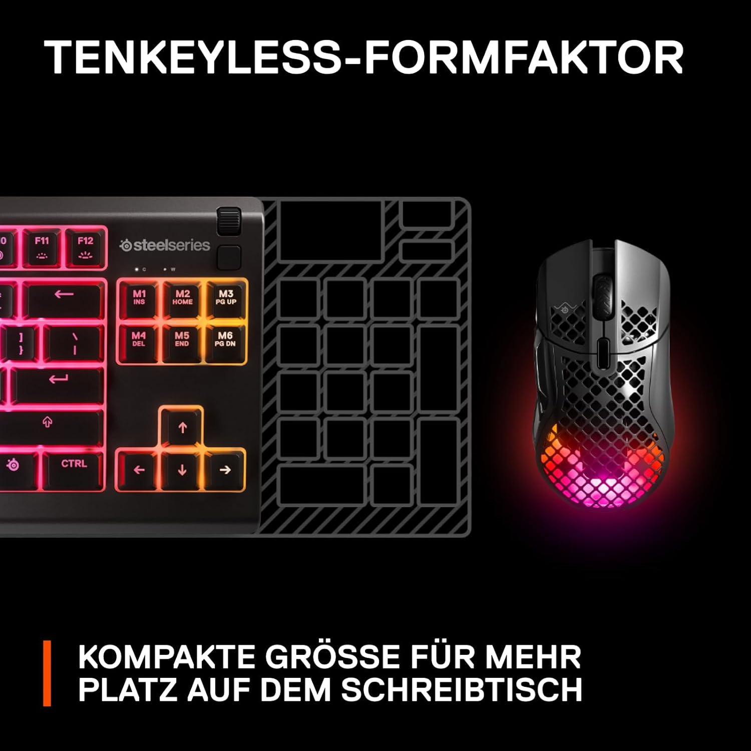 Thumbnail 6 de SteelSeries Apex 3 TKL Gaming-Tastatur mit RGB, flüsterleisen Switches, wasser- und staubresistentem Gehäuse (QWERTZ, DE-Layout) – Schwarz