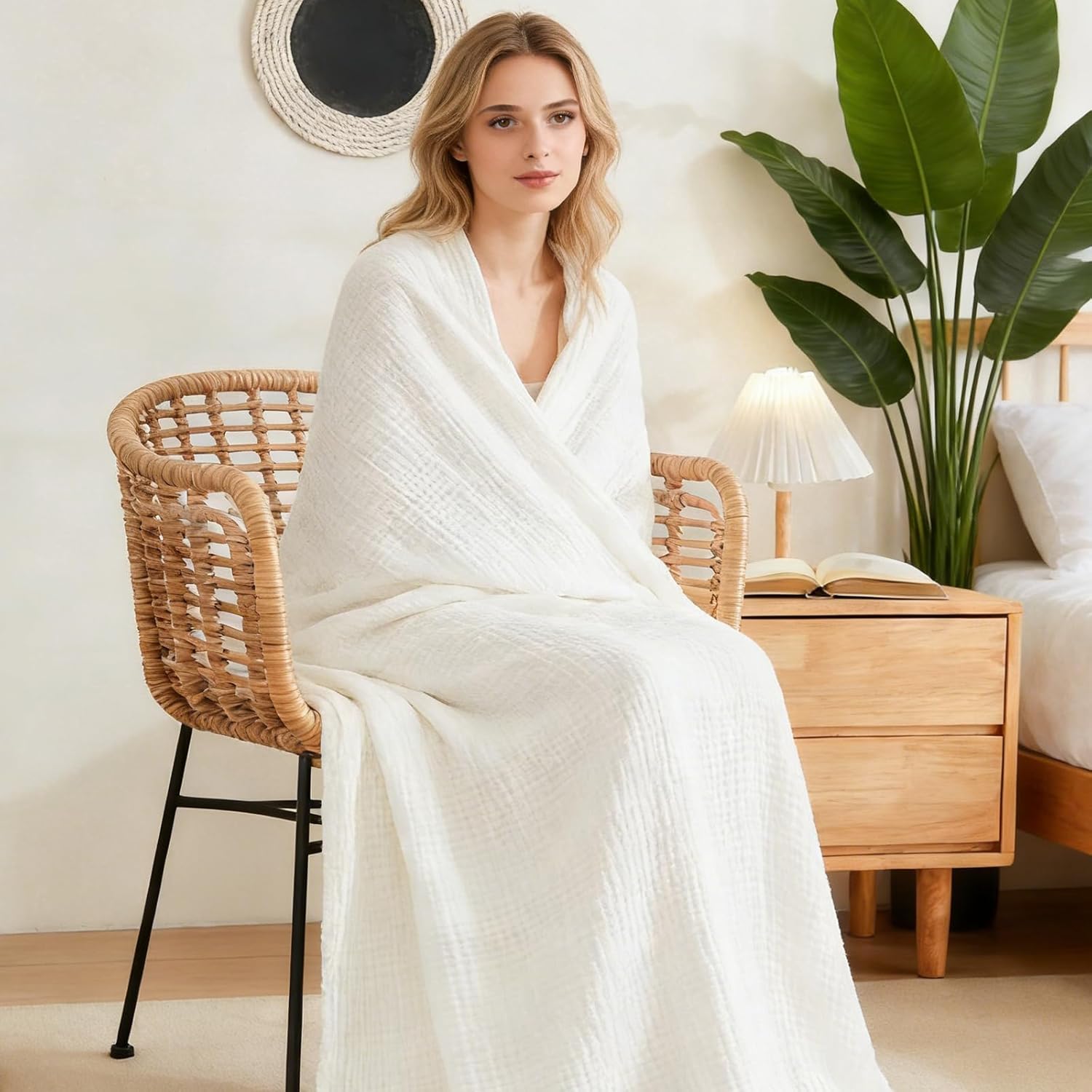 Thumbnail 3 de EMME Cotton Muslin Queen Blanket Bed Spread — Lightweight, Breathable Layer (90x90)