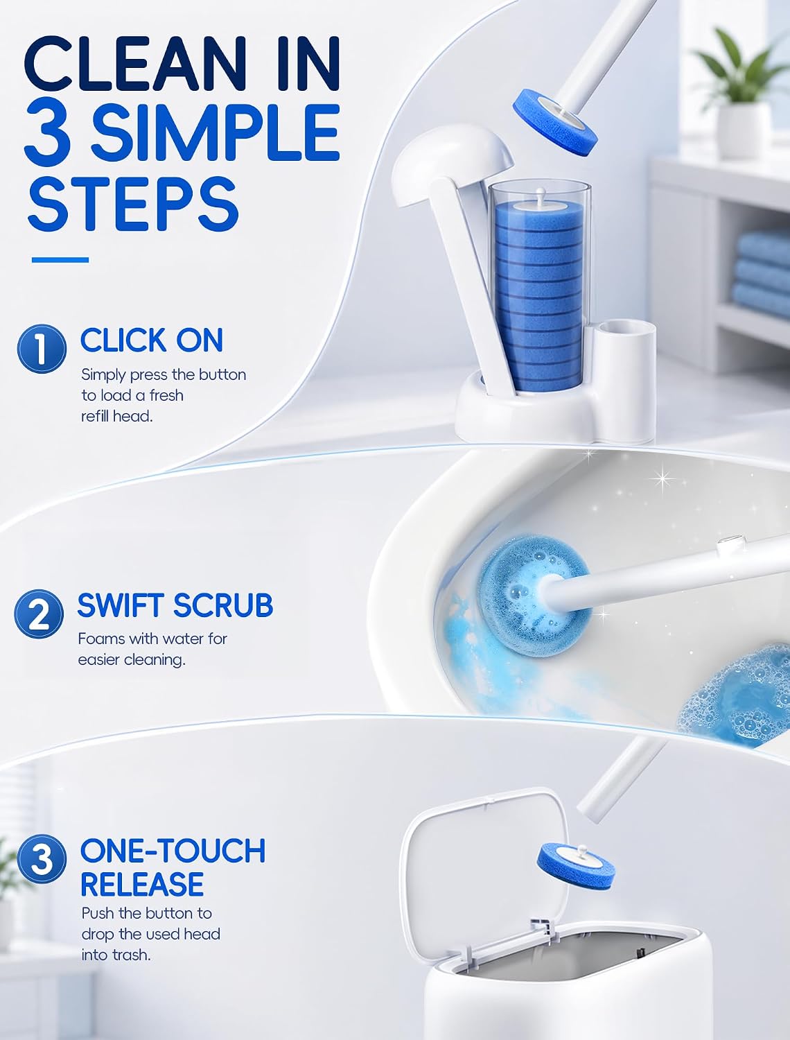 Detalle 2 de LEGUO Disposable Toilet Brush System with Lift-to-Open Refill Case