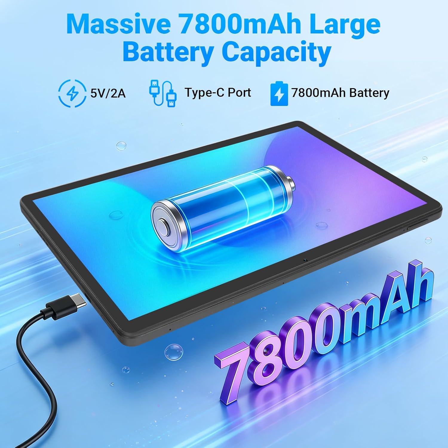 Detalle de MUISOO Android 16 Tablet with 11-inch display and 2-in-1 bundle