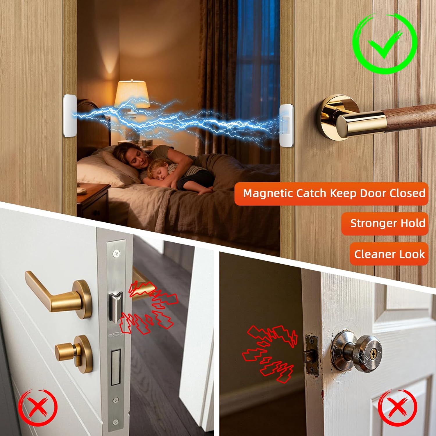Detalle 2 de Jiayi Ultra-Thin Cabinet Door Magnets 4 Pack – Adhesive Quiet Magnetic Door Catch