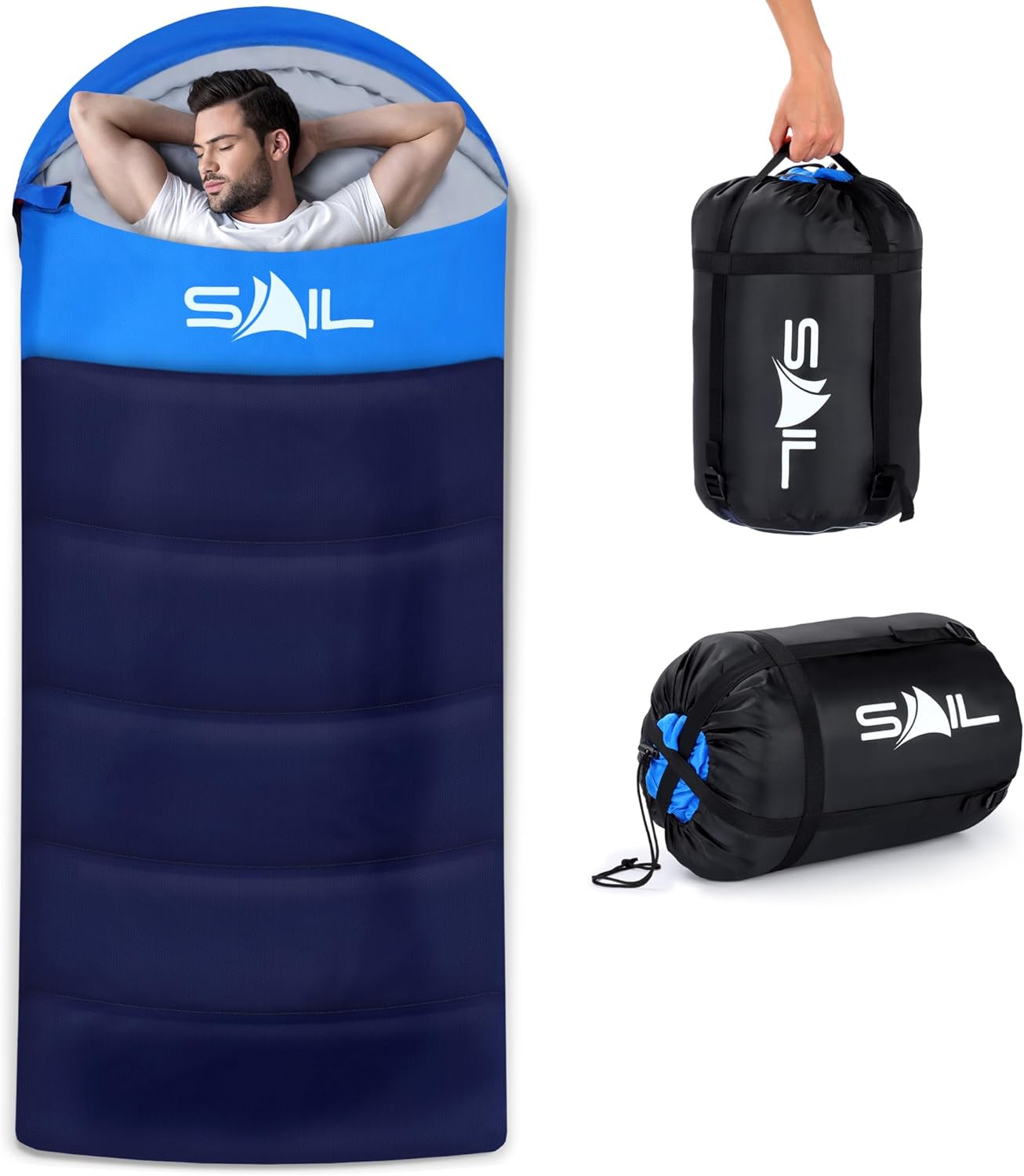Detalle de SAIL XL Sleeping Bag: Extra Wide, Big & Tall 4-Season Comfort for Outdoor Adventurers