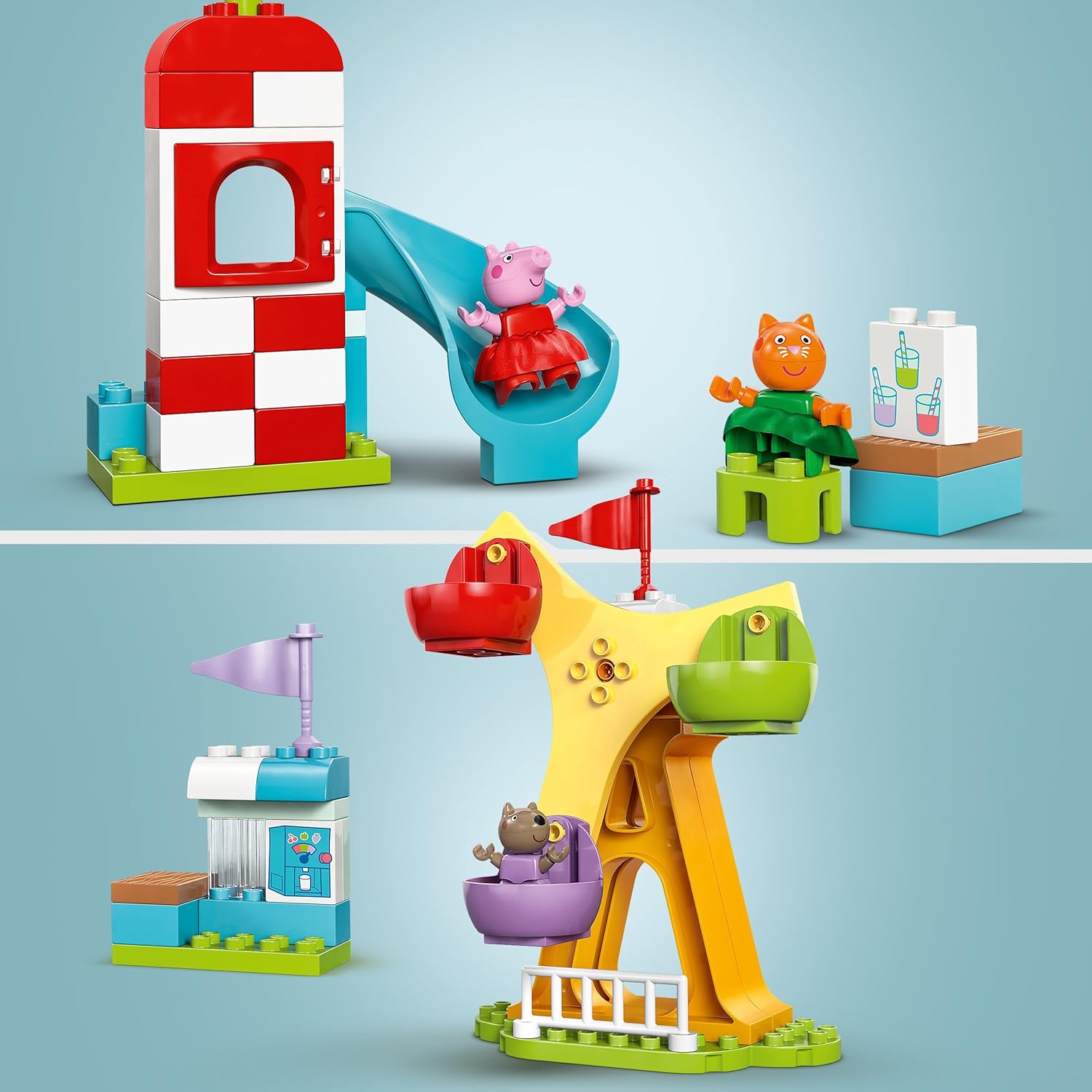 Detalle 1 de LEGO Duplo Peppa Pig Parque de Atracciones 🎡 con Noria