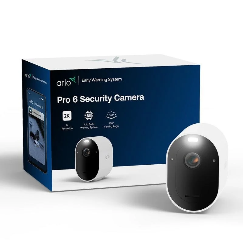 Detalle de Arlo Pro 6 2K: Cámara IP interior/exterior con visión nocturna en color y audio bidireccional