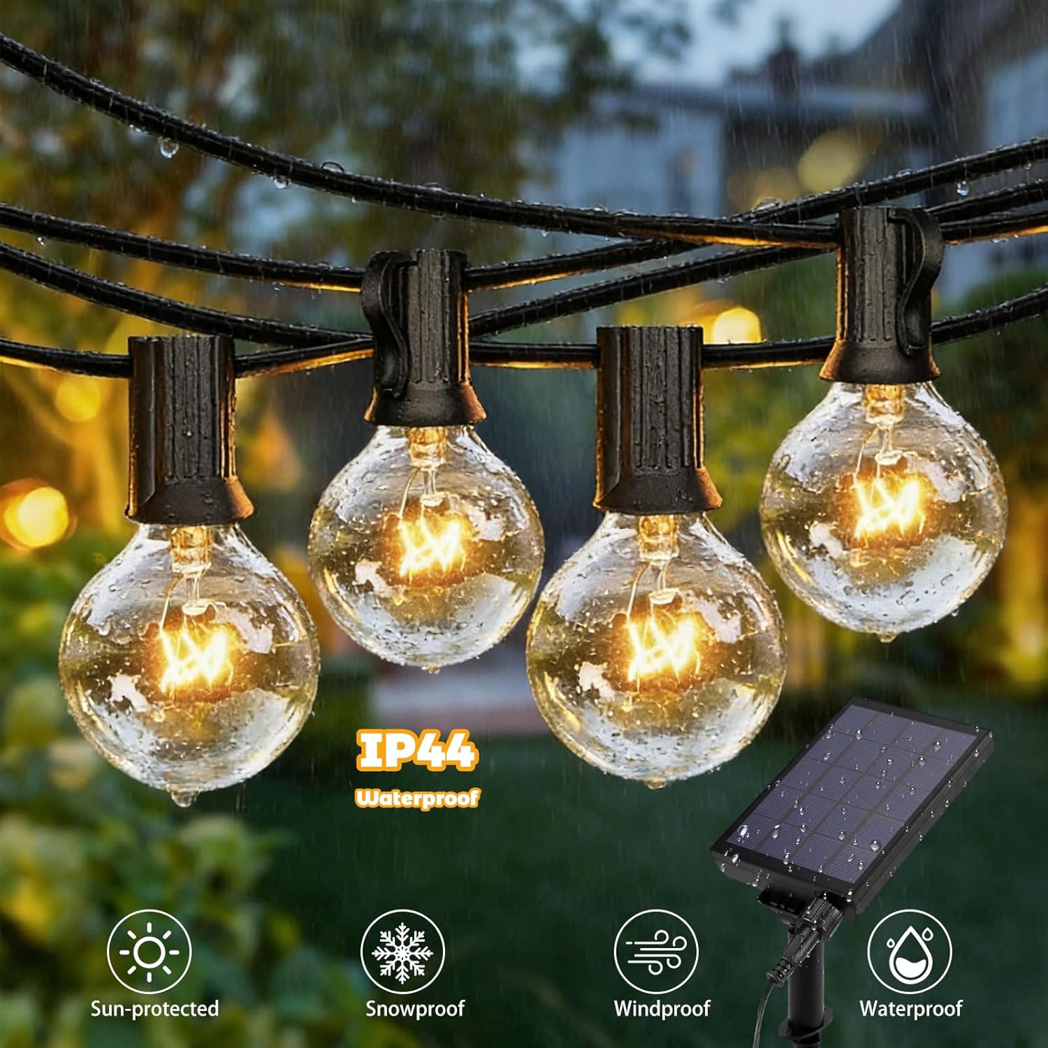 Thumbnail 3 de Sprifityy Catena Luminosa Solare per Esterno con Telecomando e Lampadine G40 dimmerabili, IP44 (16 m)