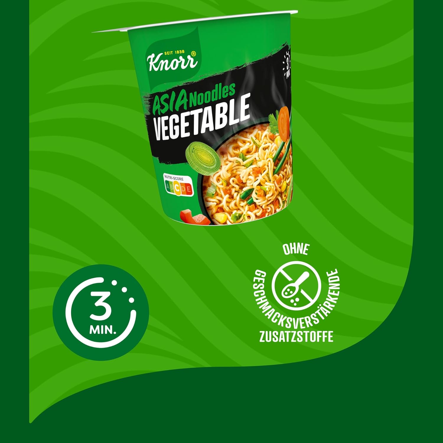 Detalle de Knorr Instant Nudeln Vegetable Taste – schnelles Nudelgericht in 3 Minuten, 8 × 65 g