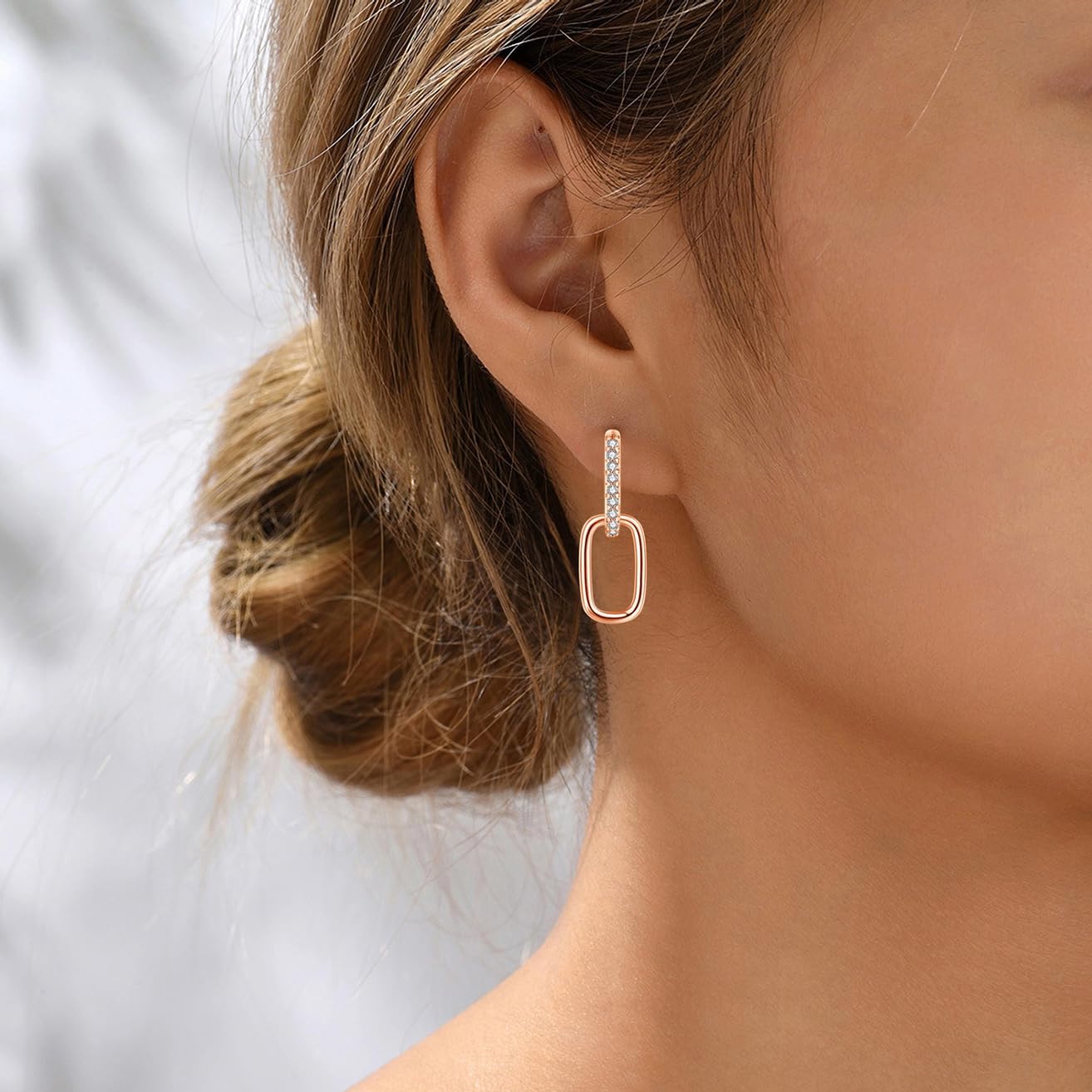 Thumbnail 3 de Loutade 925 Sterling Silber Creolen mit Anhänger – Oval Doppellaufende Ohrringe für Damen