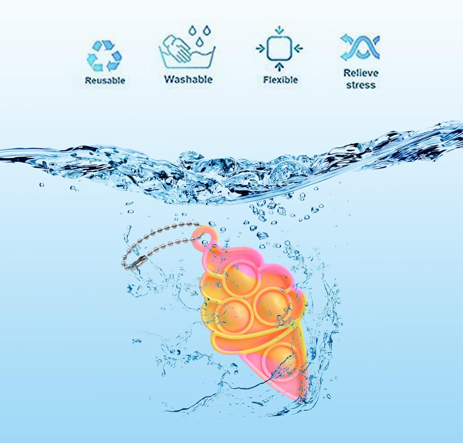 Detalle 2 de SUNOWE Mini Ice Cream Pop Fidget Toy Keychains, 20-Piece Silicone Set