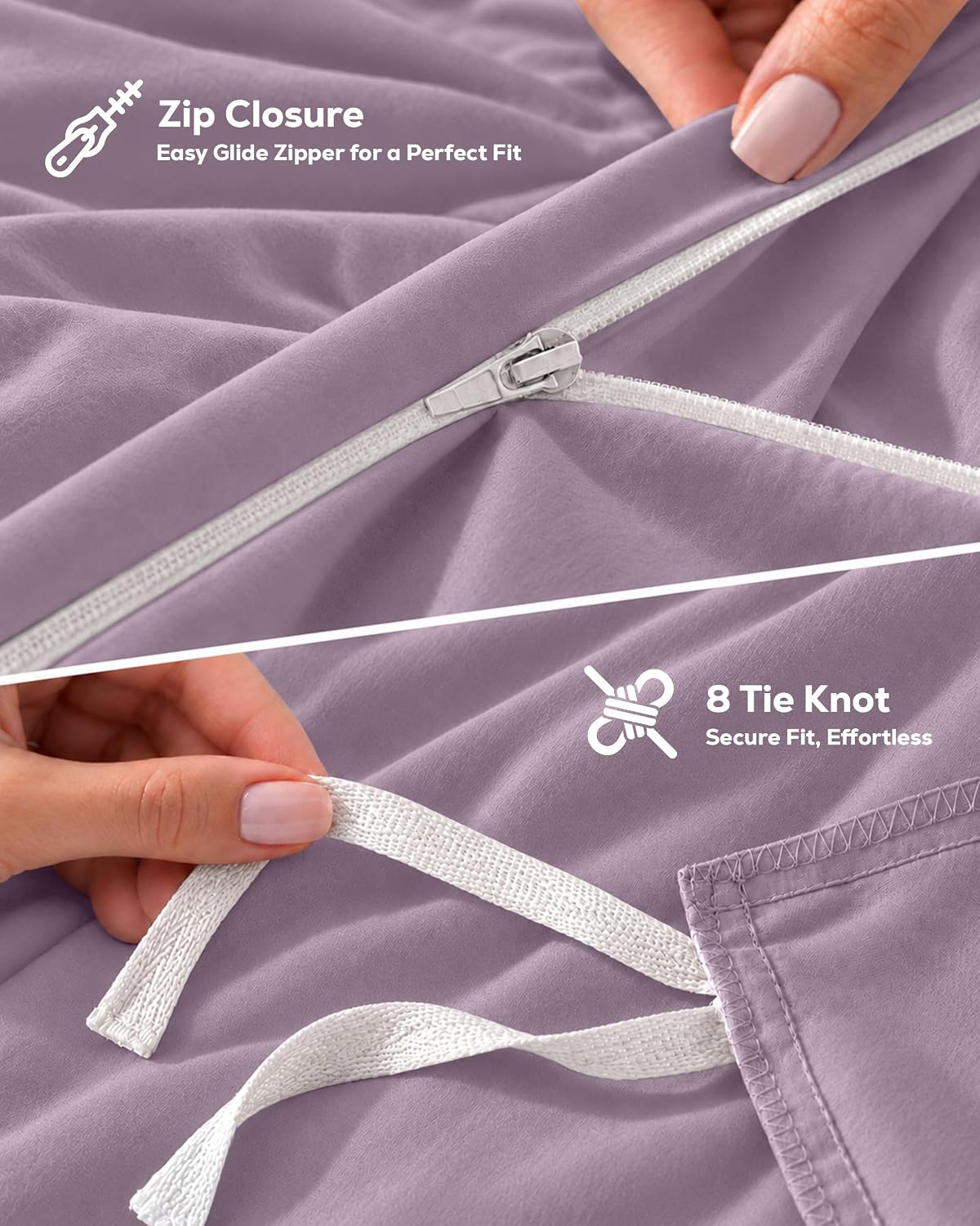 Detalle 2 de Utopia Bedding UB0296 Queen Duvet Cover Set, Lavender Microfibre with Zipper