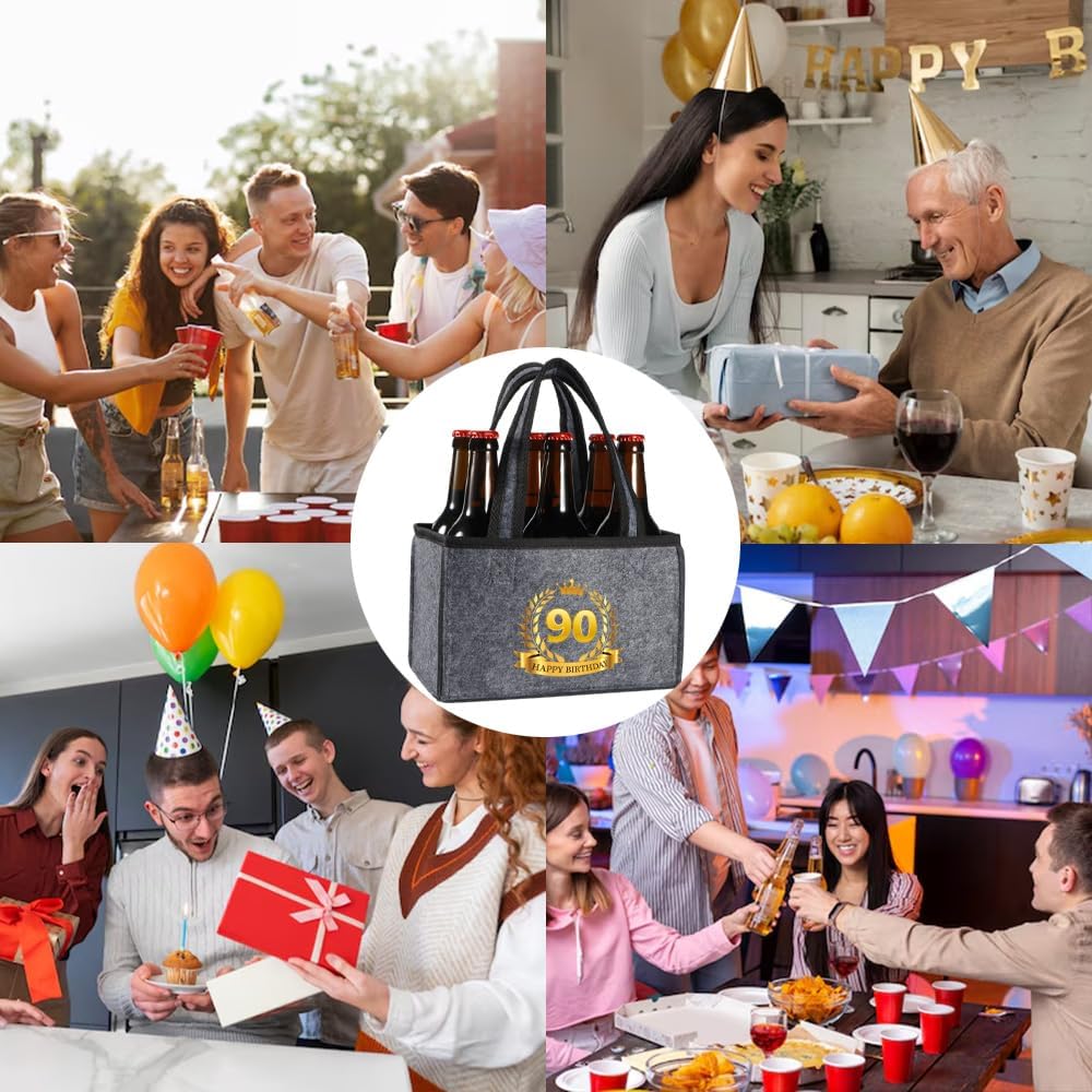 Thumbnail 6 de Anicy 90th Birthday Gifts Bottle Carrier – 6-Bottle Bag in Grey (UK)