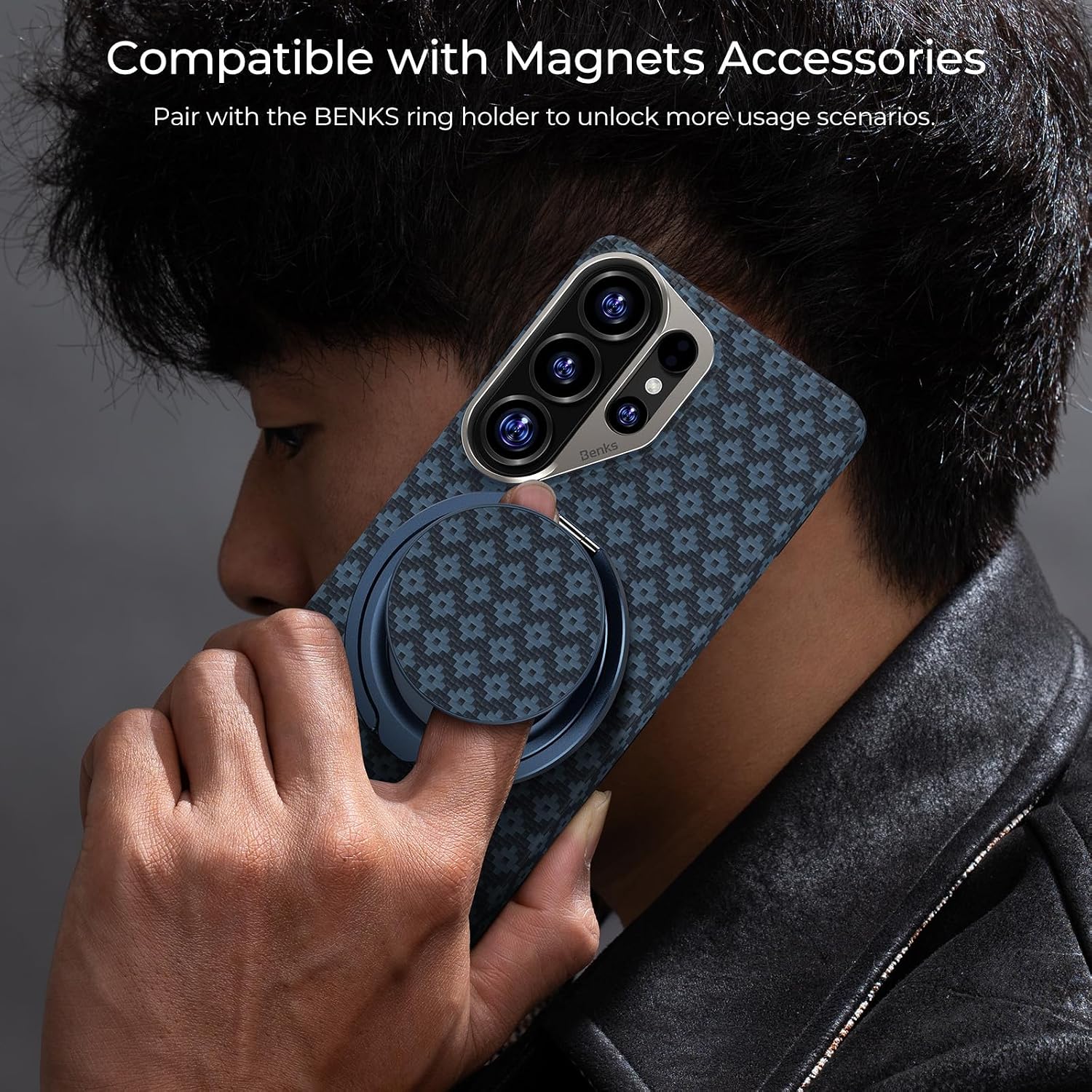 Detalle 2 de BENKS ArmorGrid ArmorAir Case for Samsung Galaxy S26 Ultra (Azure Blue) with Kevlar Aramid and MagSafe Compatibility