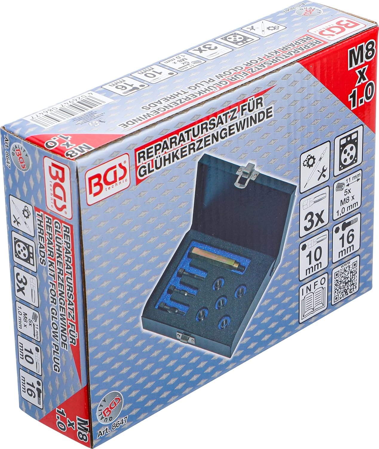 Detalle de BGS 8647 kit riparazione filetti sedi candelette M8 x 1,0