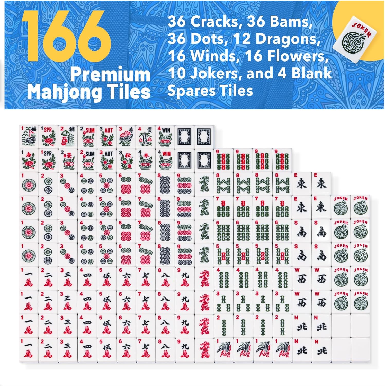 Thumbnail 5 de Kyerlish American Mahjong Tile Set with Pink Carrying Bag (166 Tiles, 4 Racks/Pushers) — Complete Travel Mahjong Game