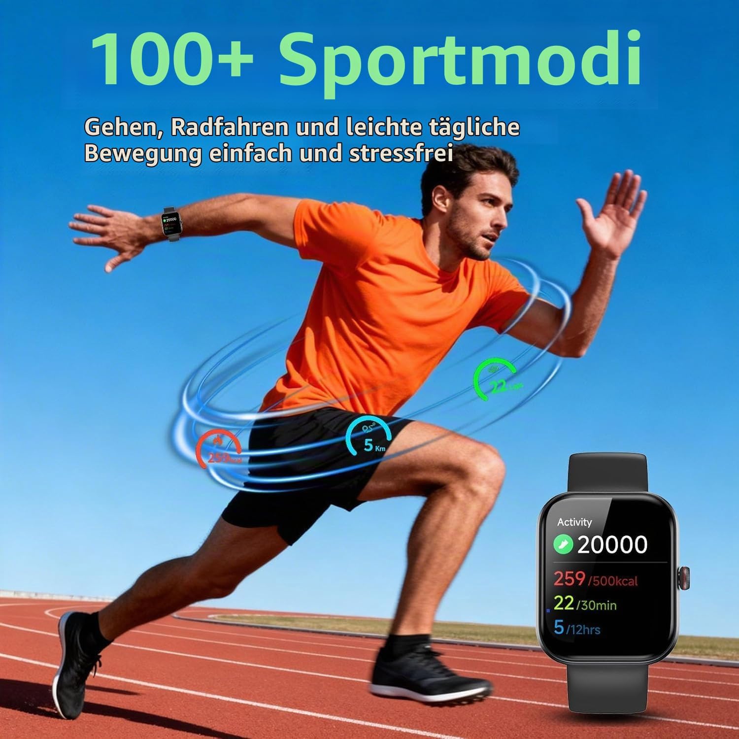 Detalle 1 de uaue Smartwatch Herren – 1,91" AMOLED mit Alexa, Telefonfunktion und Gesundheits-Tracking