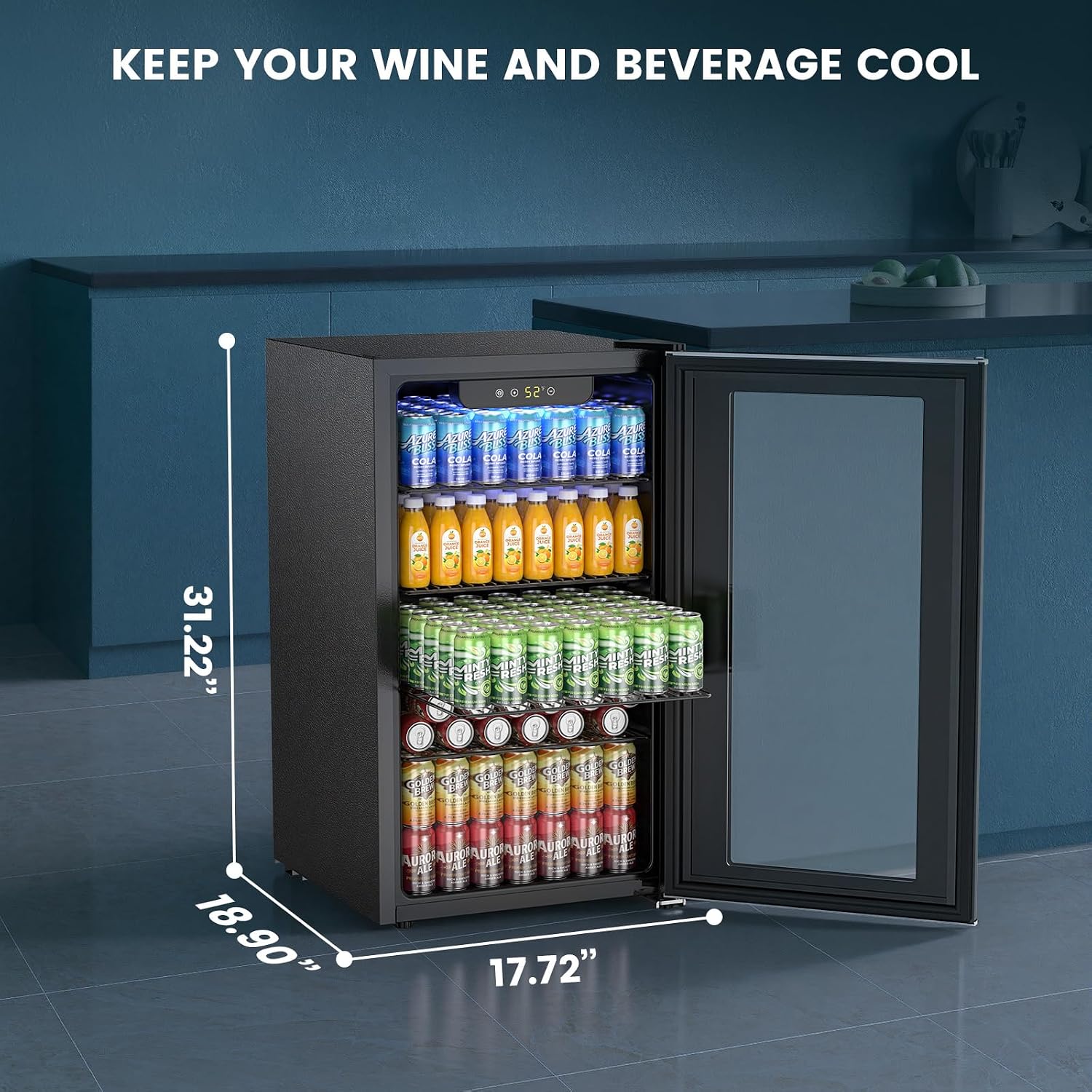Detalle 2 de Electactic W5899H Beverage Refrigerator, 3.2 cu. ft., Glass Door and Adjustable Shelves