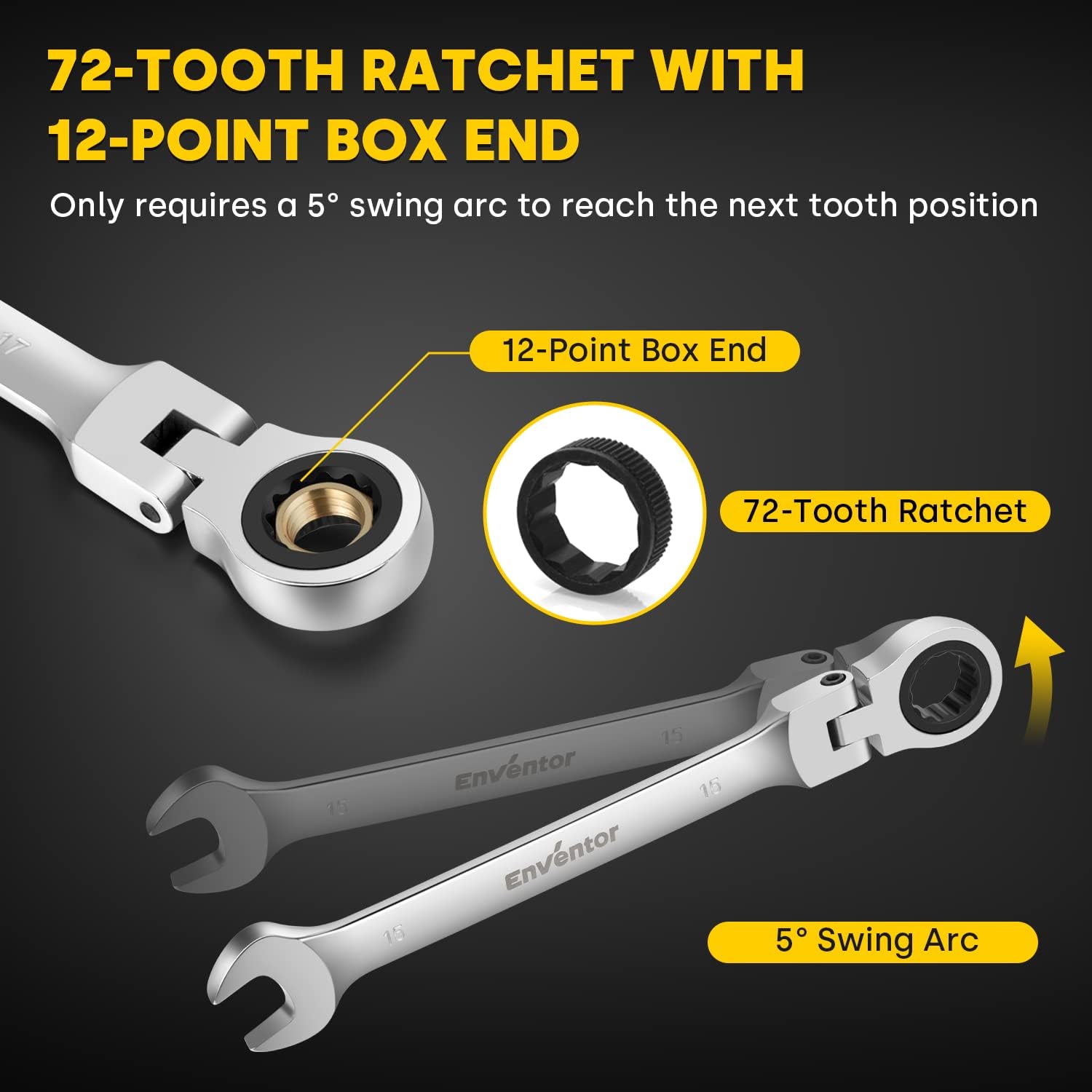 Thumbnail 3 de Enventor 14Pcs Flex-Head Ratchet Spanner Set