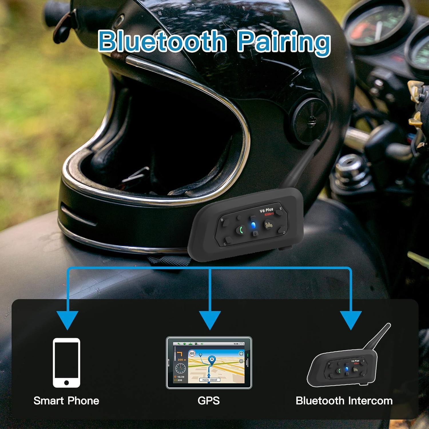 Thumbnail 3 de QSPORTPEAK V6 Plus Motorcycle Intercom Headset: 6‑Rider Bluetooth System
