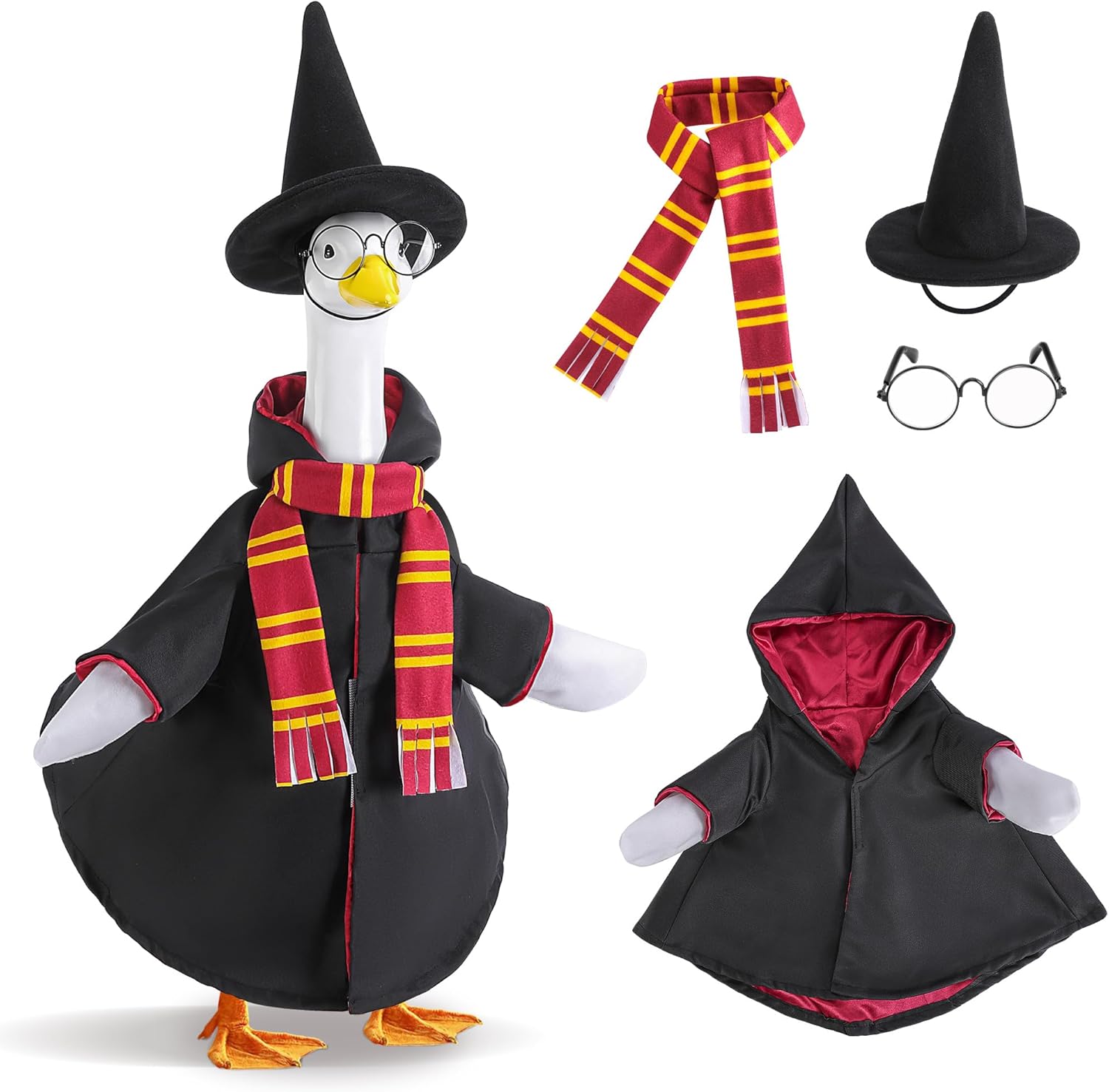 Detalle de Watayo Christmas Wizard Goose Outfit, 4-Piece Set for 23-Inch Lawn Statues