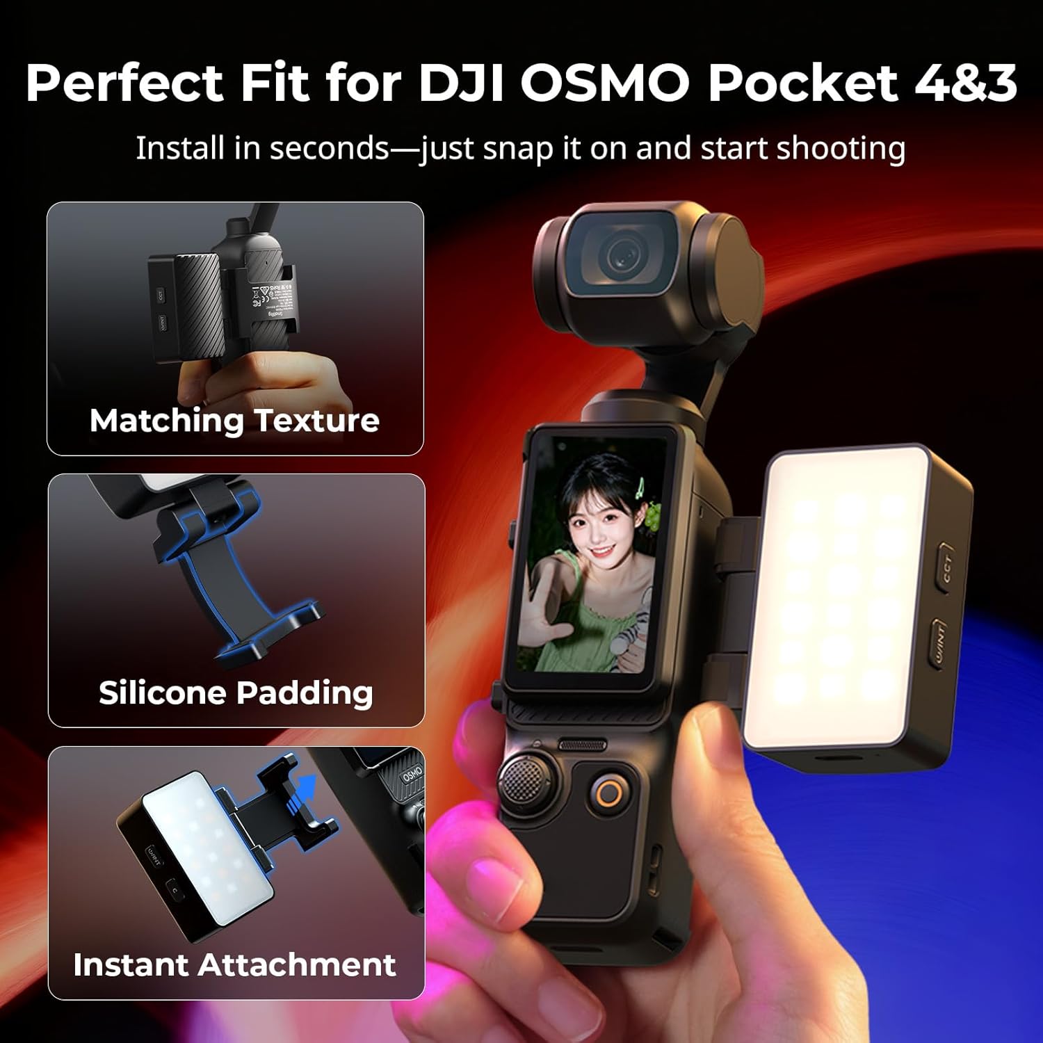 Detalle de SMALLRIG RGBWW LED Luce Video per DJI Osmo Pocket 3 5745