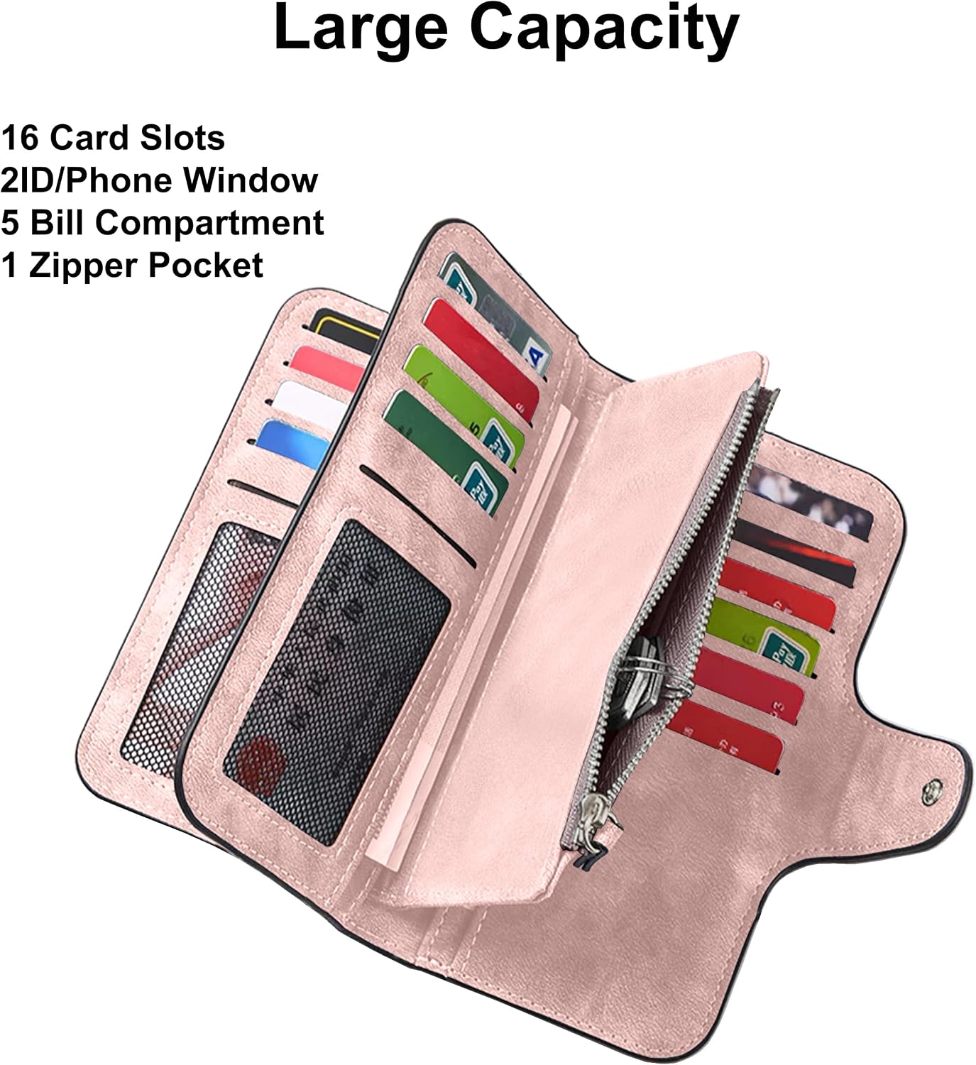 Thumbnail 2 de ZhengYue RFID Blocking Ladies Purse: Soft PU Leather Wallet with 16 Card Slots