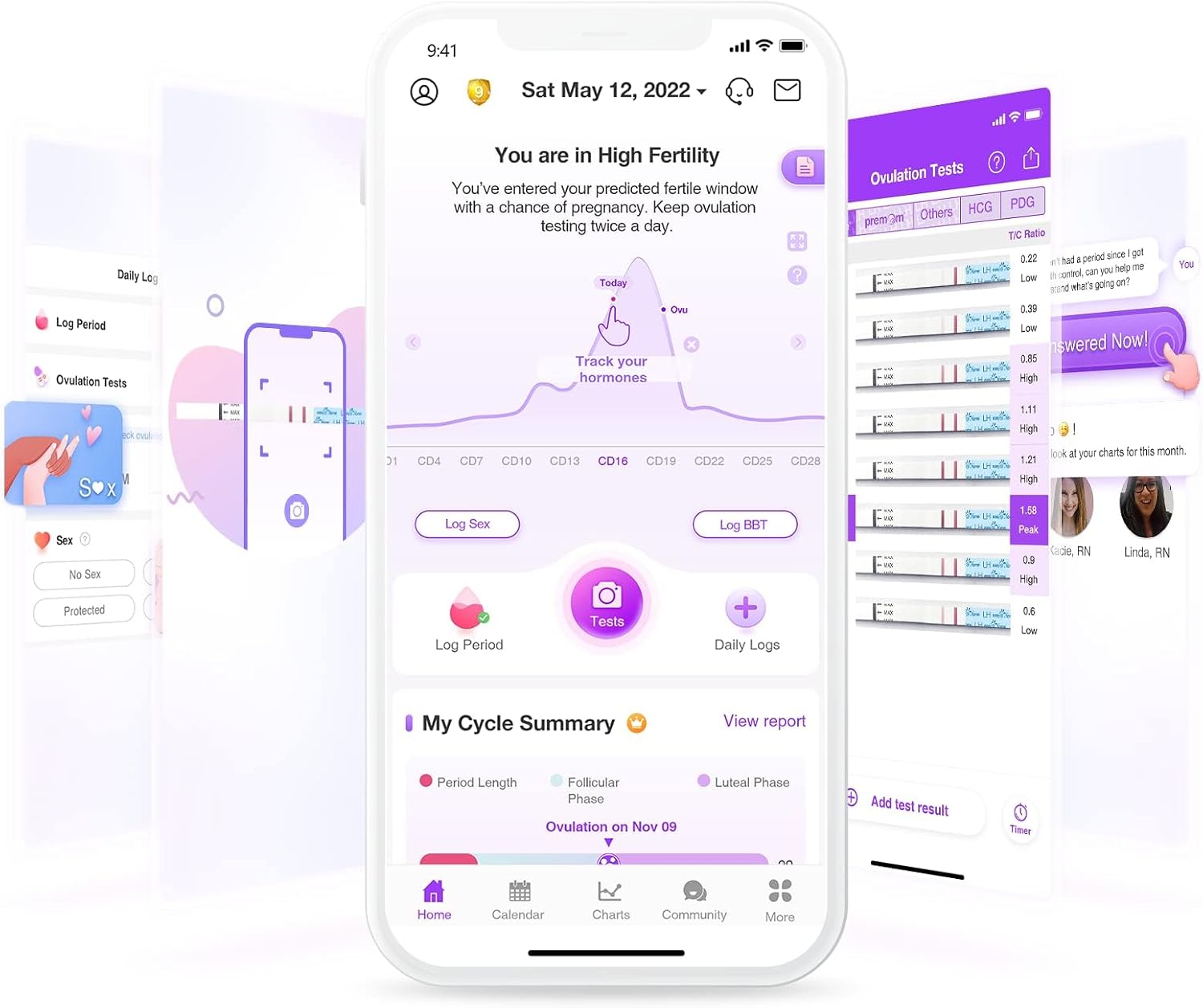 Detalle de Easy@Home 50 ovulation test strips and 20 pregnancy test strips kit (Premom app supported)