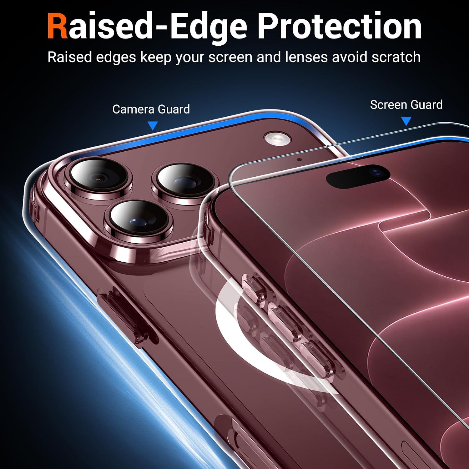 Detalle 2 de Temdan Clear iPhone 17 Pro Max Case with 9H Screen Protector, MagSafe-Compatible Magnetic Slim Case