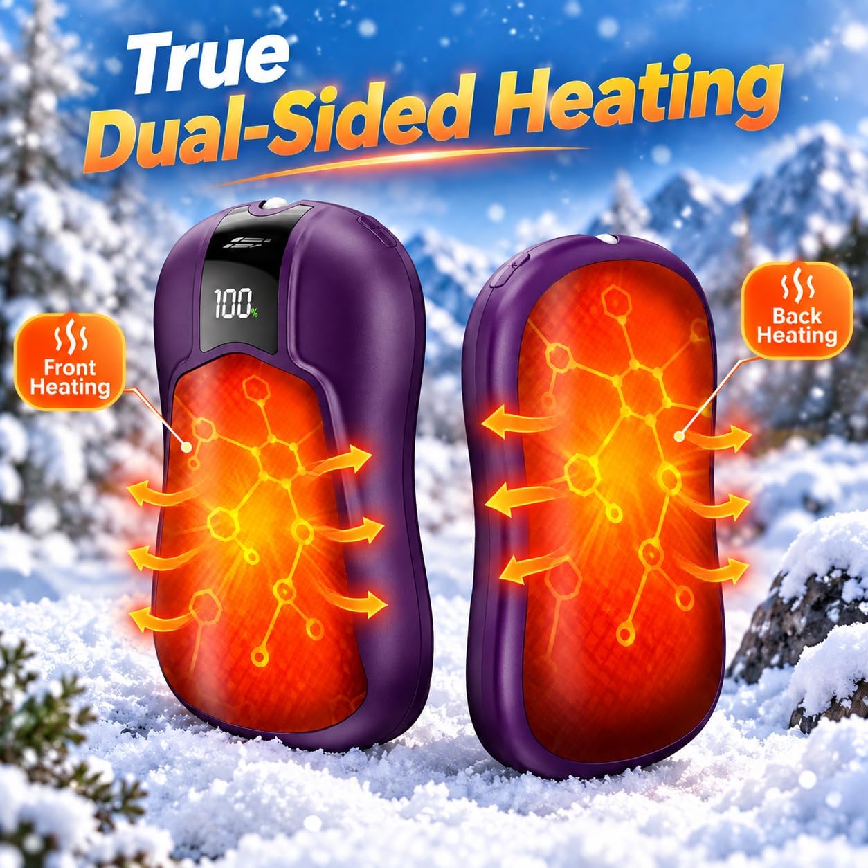 Detalle de Nexillumi HW-07 Rechargeable Hand Warmers, Dual-Sided Heat, 10,000mAh, 2-Pack