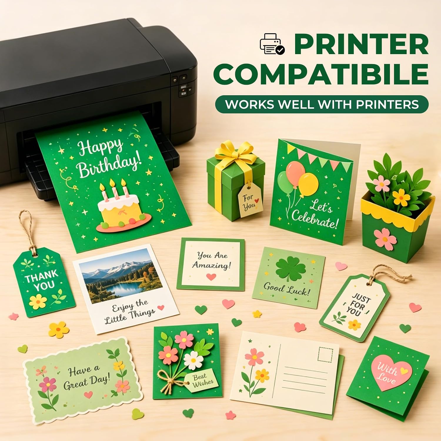 Detalle de Vishoitty Green Cardstock, 8.5 x 11, 75 lb, 40 Sheets