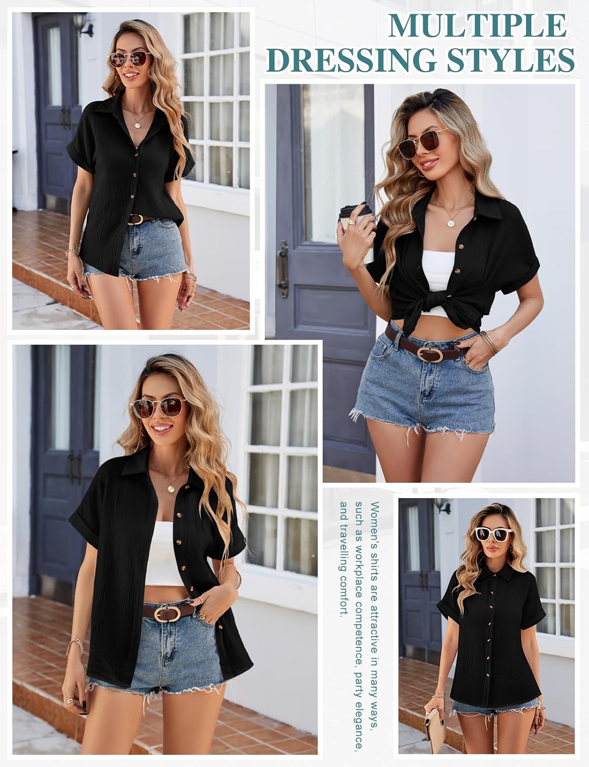 Thumbnail 4 de heekpek Musselin Bluse Damen – luftige Sommerbluse mit V-Ausschnitt, 100% Baumwolle