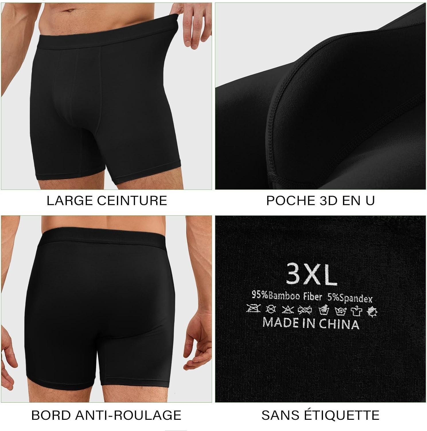 Thumbnail 2 de ZAKASA Bambou Boxers Homme — Lot de 6, Caleçons long boxers ajustés en bambou ultra doux et respirant sans étiquette