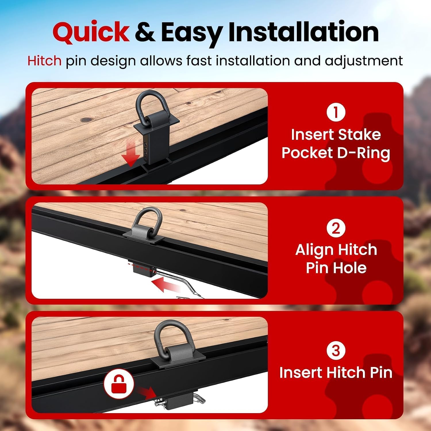 Detalle 2 de Stake Pocket D Ring, 18000 lbs Heavy Duty D Rings — 6 Pack