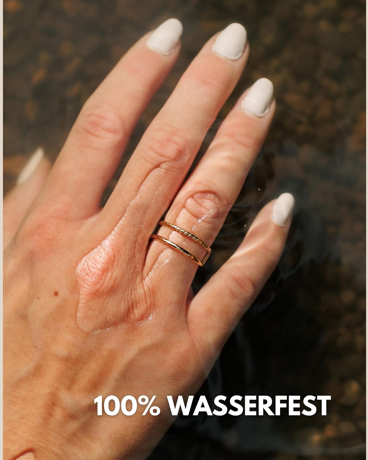 Detalle de GD GOOD.designs Damenring verstellbar aus Edelstahl – doppelt, offen, wasserfest (inkl. Geschenkbox)