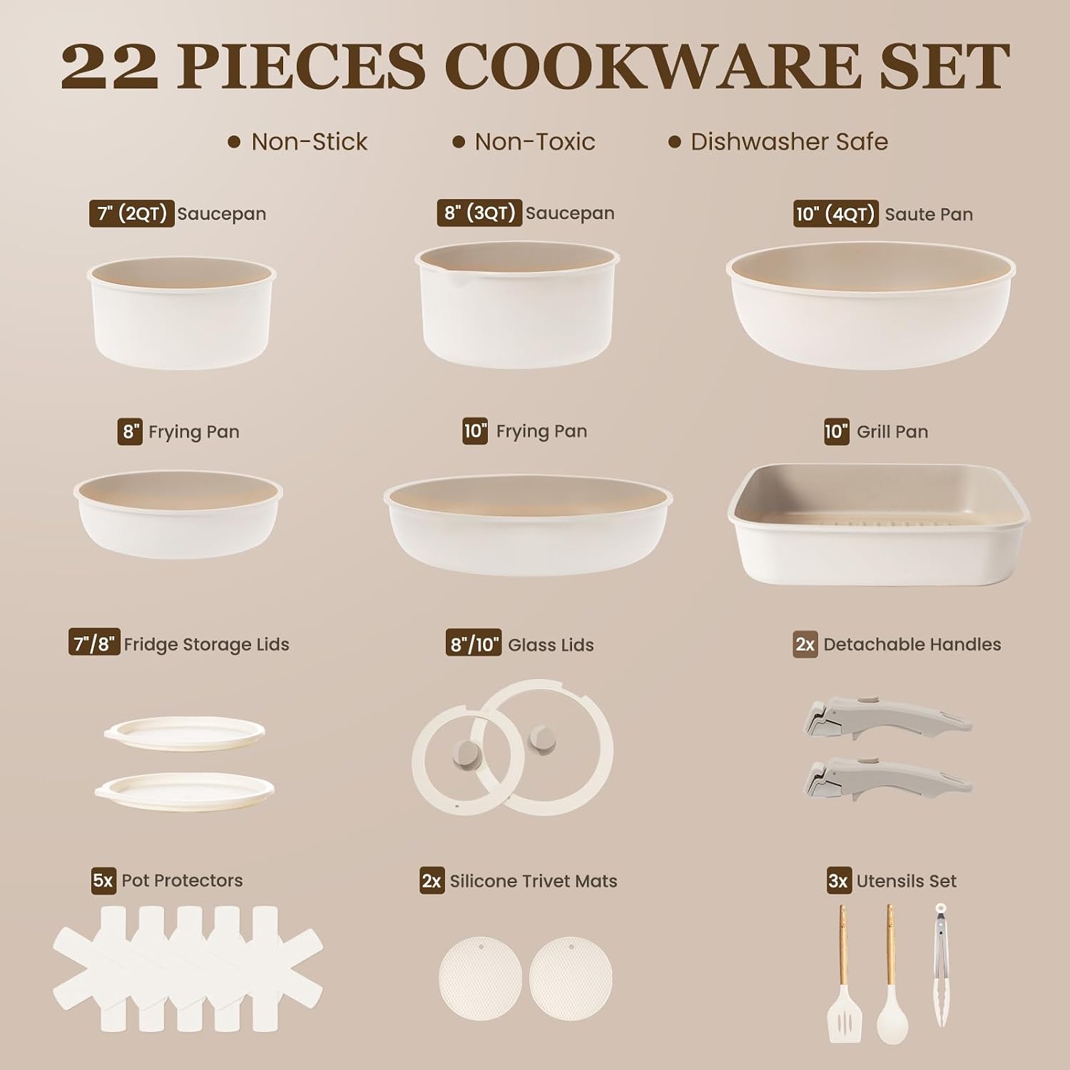 Thumbnail 1 de KIKCOIN Nonstick Cookware Set, 22-Piece