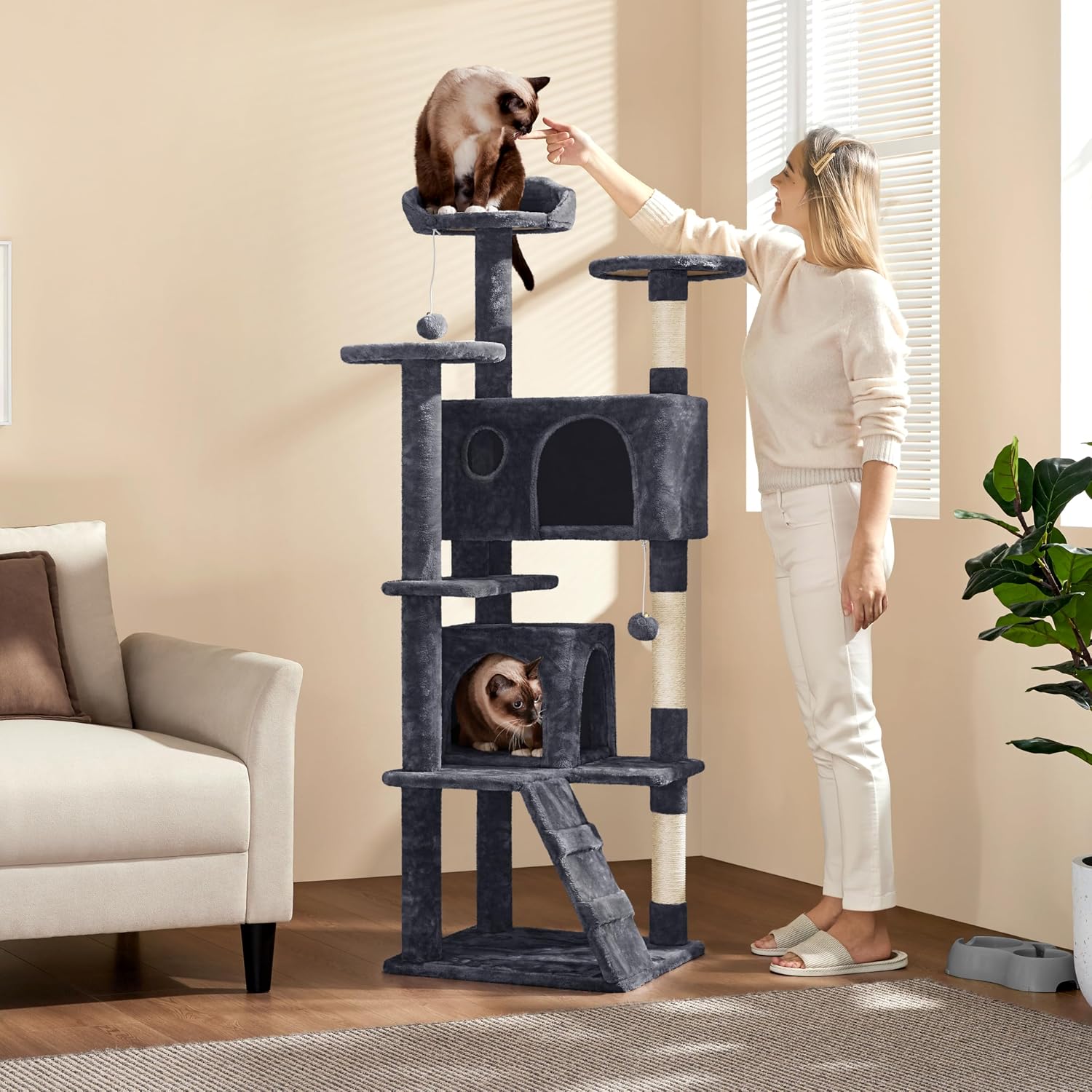Detalle 2 de Yaheetech Árbol Rascador 158 cm para gatos