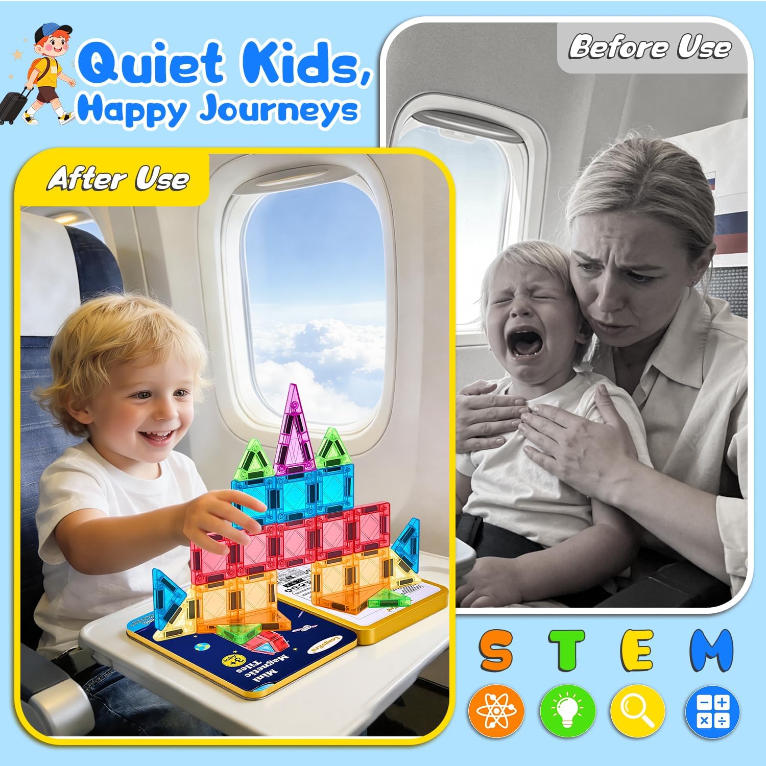 Detalle 2 de LeagoEra Mini Magnetic Tiles Travel Set — 48 Pieces